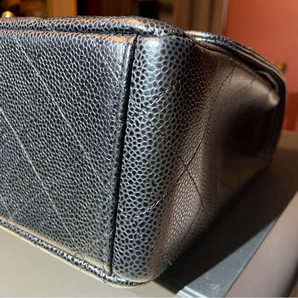 Classic Caviar‎ black Chanel jumbo double flap bag - Picture 10 of 16